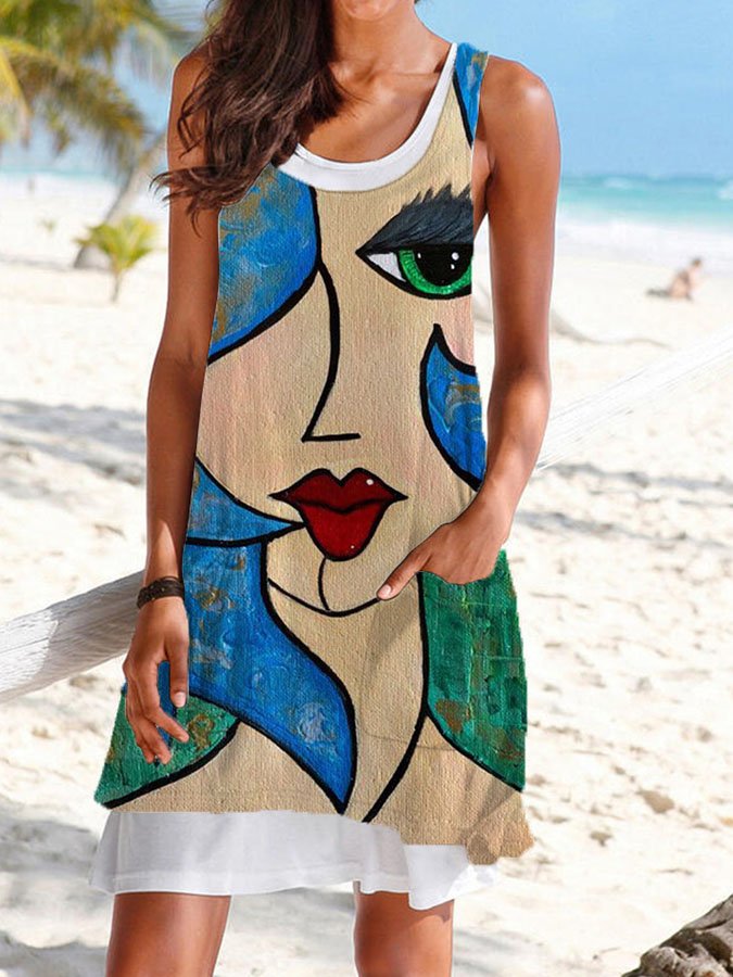 Portrait Print Dress
