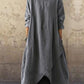 Solid Color Cotton And Linen Dress