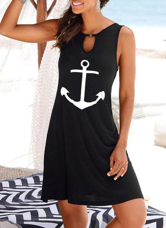 Strapless Printed V-neck Sleeveless Dress