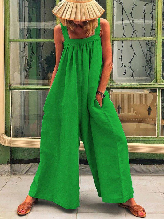 Loose Pure Color Jumpsuits