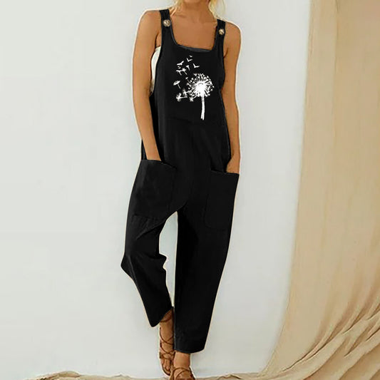 Loose-fitting floral print jumpsuit