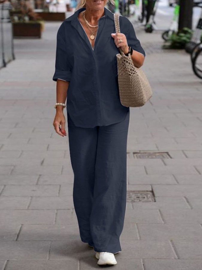 Women'S Casual Solid Color Two Piece Suit