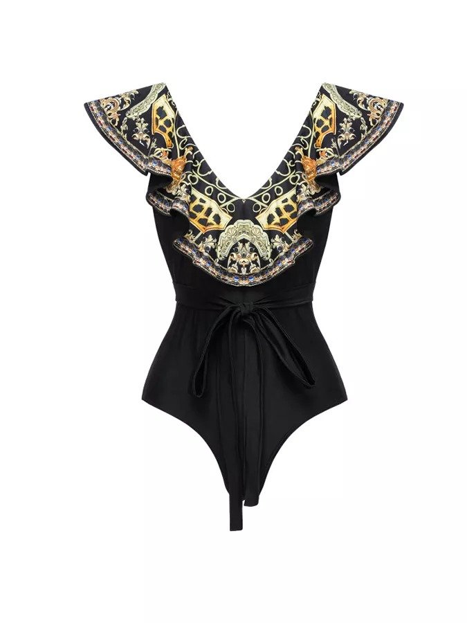 Printed Backless Fashion Two Piece Swimsuit