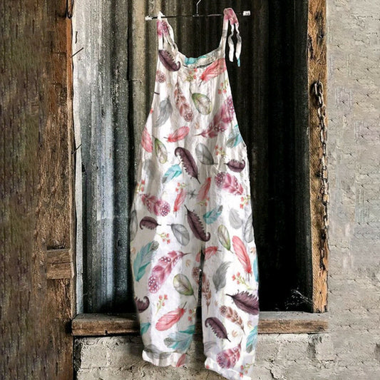 Linen print wide leg Jumpsuit