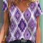 Ethnic Print V-Neck T-Shirt