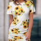 Sunflower O-Neck Tight Dress-White