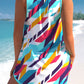 Geometric Print Bowknot Tankini Set