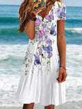 Floral Casual Short Sleeve A-line Dress
