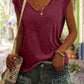 Women's Simple Solid Color V-neck Cover Sleeve Loose Tee