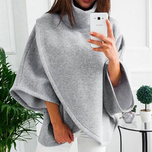 Baggy Grey Plain Mock Neck Top