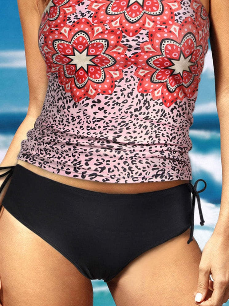Mandala Leopard Halter Tankini