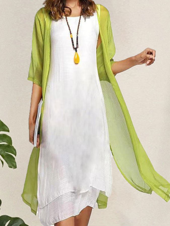 Casual Solid Color Two Piece Dress