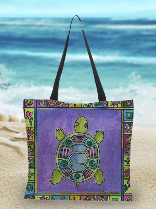 Sea Life Print Tote Bag