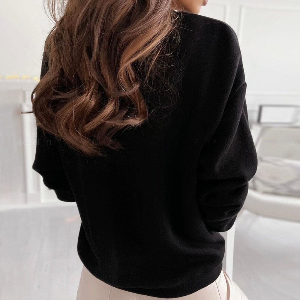 Solid Button V-Neck Women's Casual Cardigan Sweater