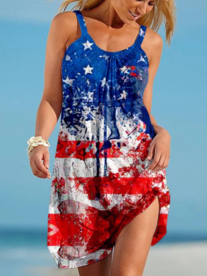 Flag Print Slip Dress