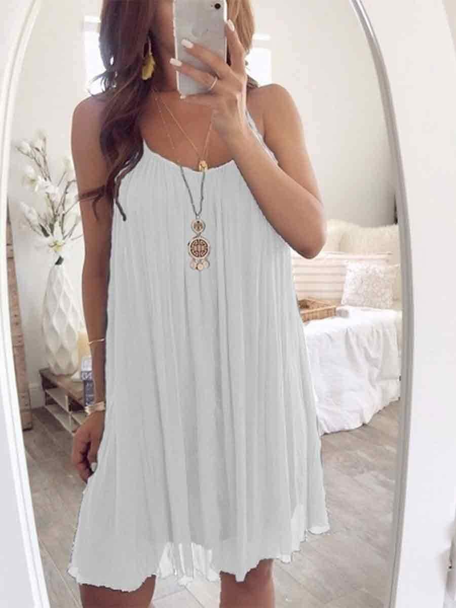 Strap Solid Color Chiffon Casual Dress