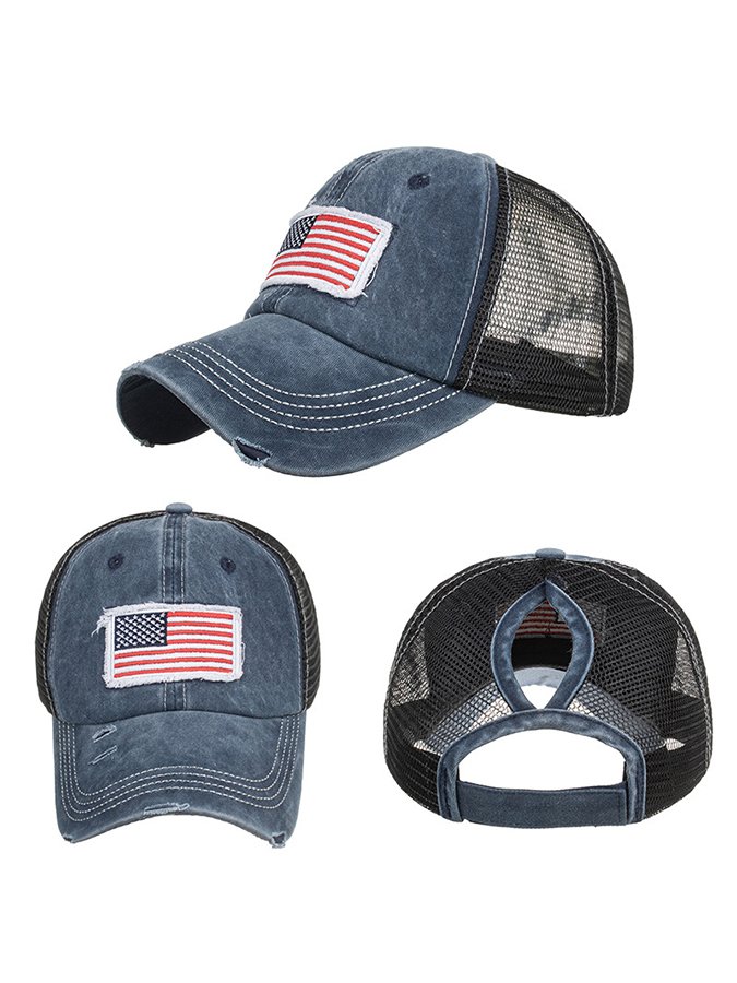 Vintage Washed Distressed American Flag Cap