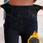 Hohe Taille  Wärme Unifarben Denim Lässig  Fest Jeans