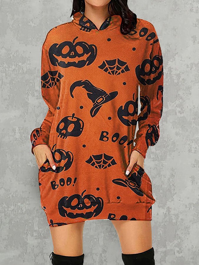 Halloween Pumpkin Print Hoodie