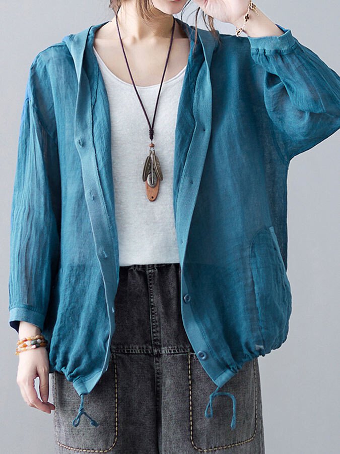 Women's Loose Casual Ramie Long Sleeve Shirt