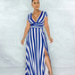 Sexy Striped High Waist Maxi Dress