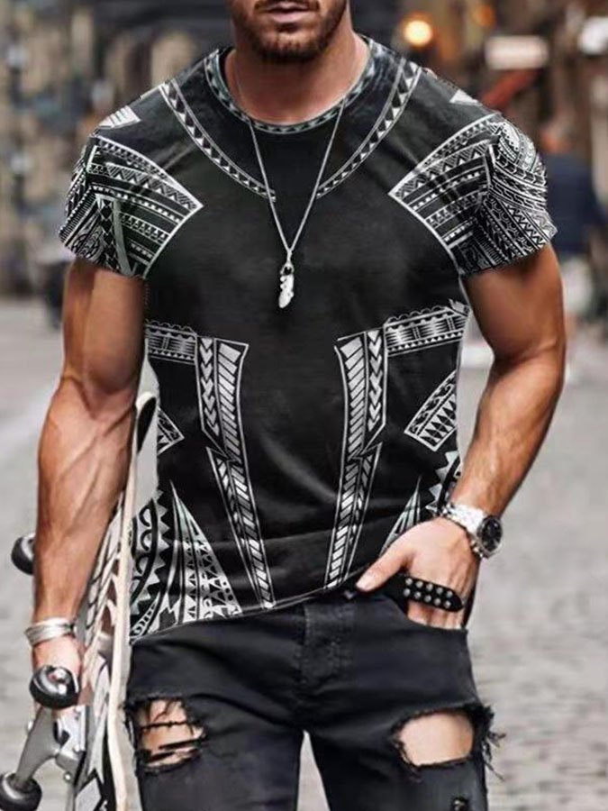 Vintage Print Casual Men's T-Shirt