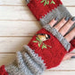 Basic Gestrickte Handschuhe mit Blumenmuster
