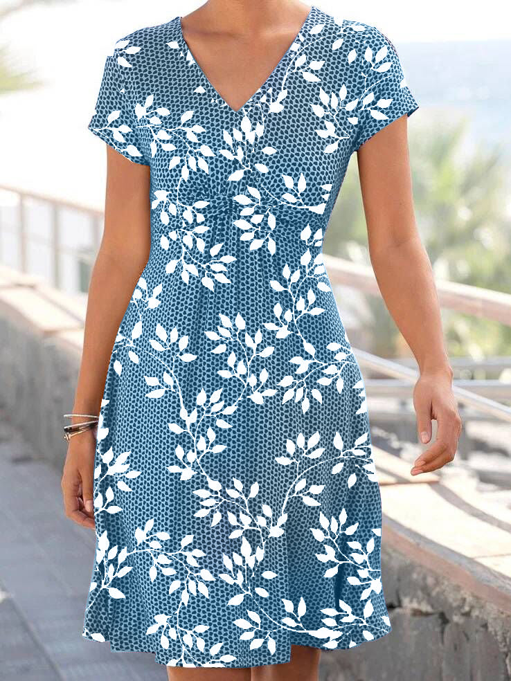 Leaf V Neck Elegant Dresses