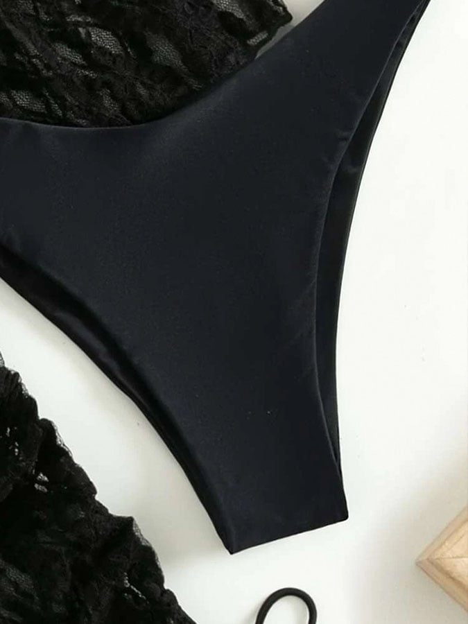 Sexy mesh waist drawstring sunscreen blouse 3-piece bikini