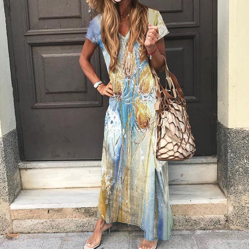 Tie Dye  Printed Loose Maxi Dress