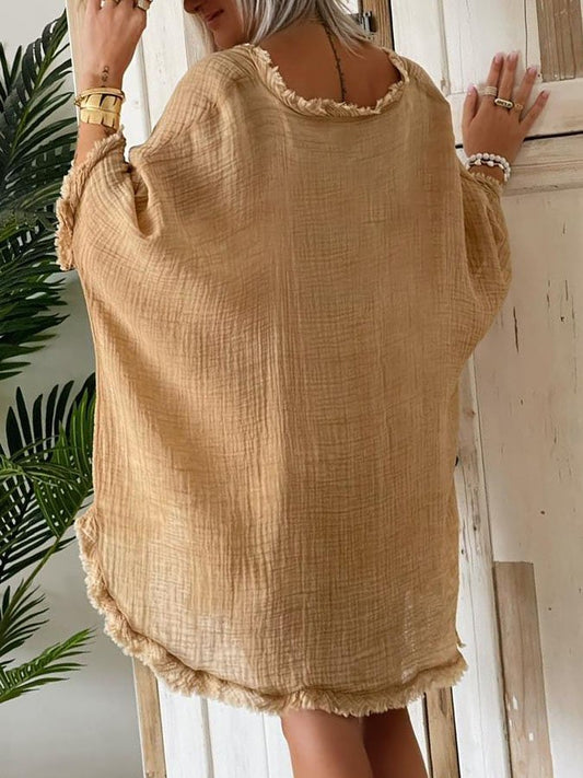 Solid Color Casual Cotton And Linen Two-Piece Suit