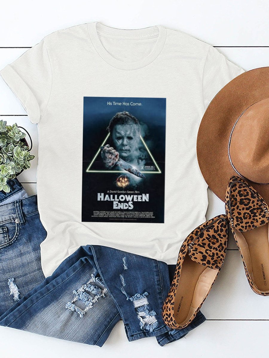 Women&#039;s Halloween Funny Pumpkin Killing Print T-Shirt