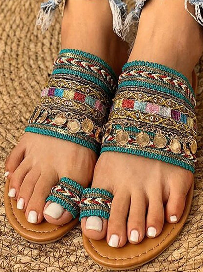 Retro Ethnic Flat Slippers