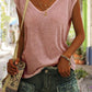 Women's Simple Solid Color V-neck Cover Sleeve Loose Tee