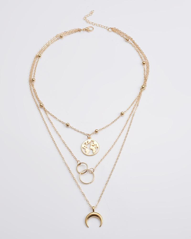 Multilayer Moon Map Necklace