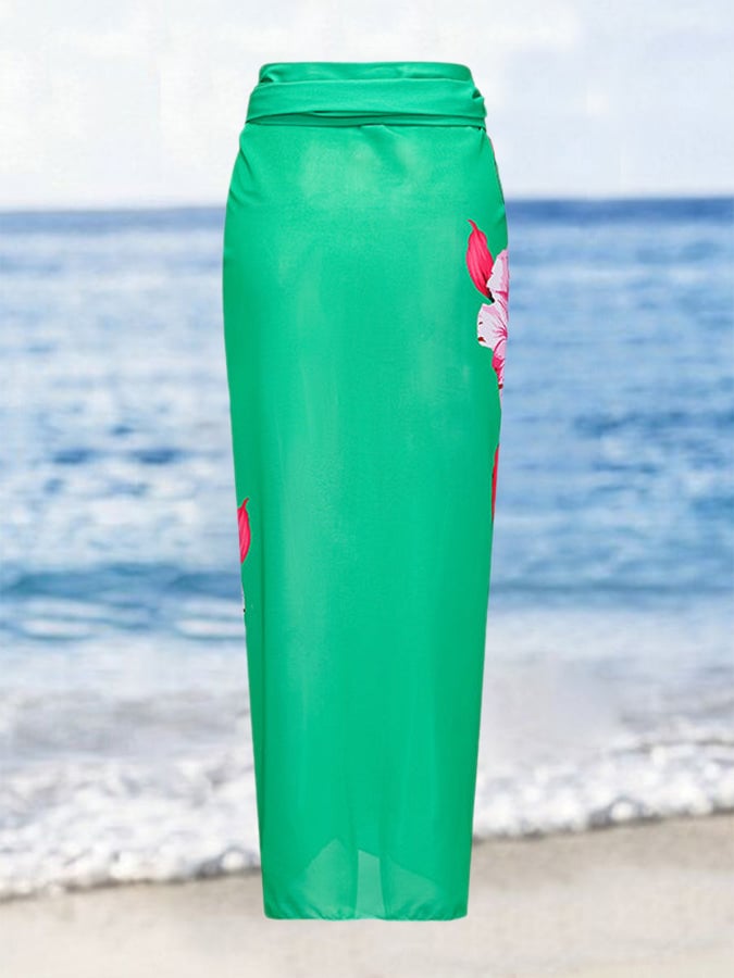 Fashion Colorblock Print Bikini and Cover Up