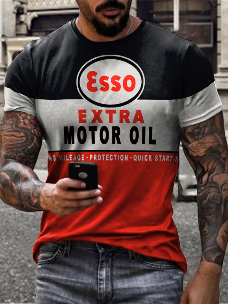 Retro lubricant print T-shirt