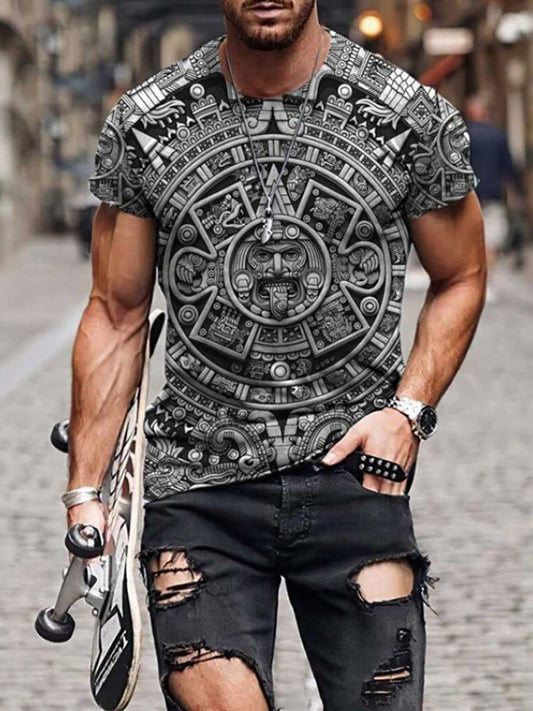 Vintage Print Casual Men's T-Shirt