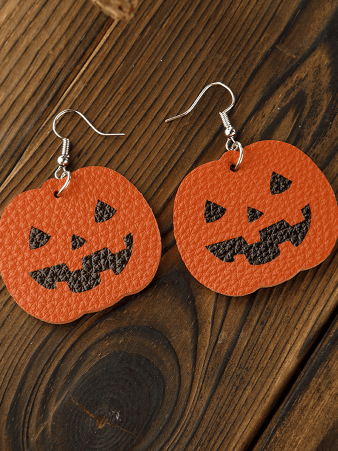 Halloween &amp; Pumpkin Leather Earrings