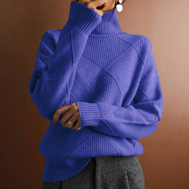 Turtleneck loose lozenge long-sleeved winter sweater