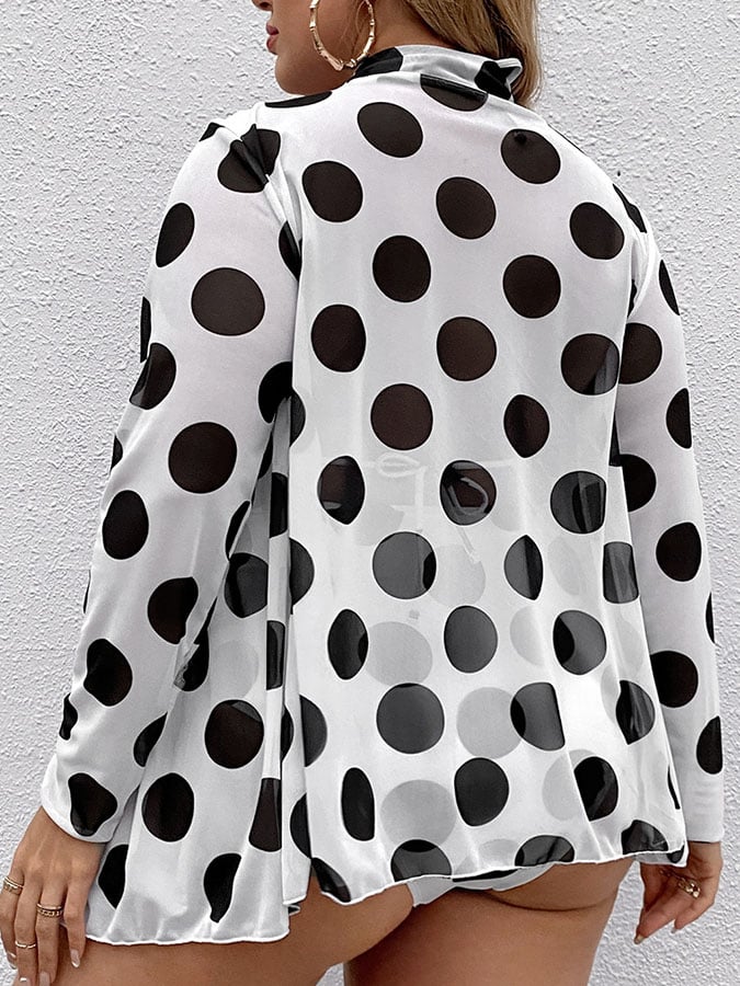 Large vintage polka dot print fashion sexy three-piece bikini