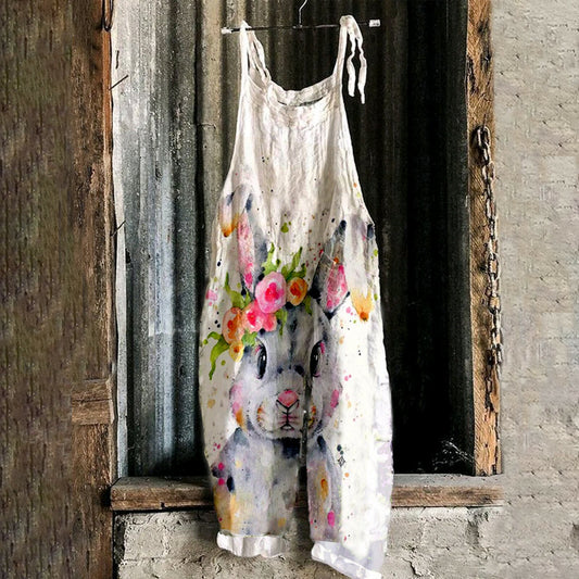 Linen print wide leg Jumpsuit