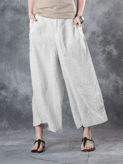 Women's Cotton Linen Casual Ninth Pants