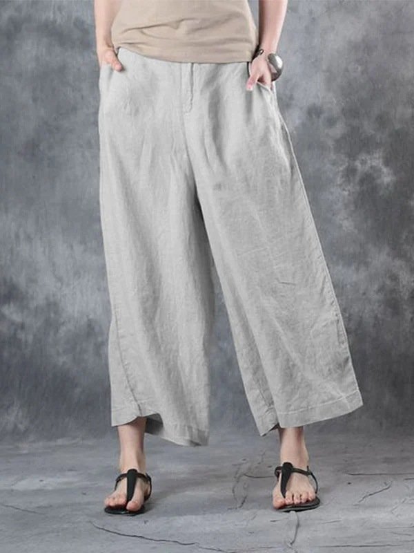 Women's Cotton Linen Casual Ninth Pants
