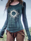 Women's retro sun print tie-dye T-shirt