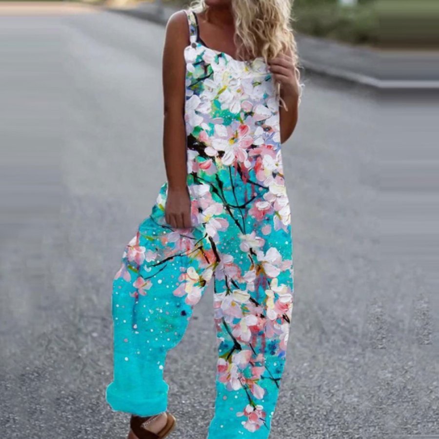 Ladies Floral Print Casual Jumpsuit