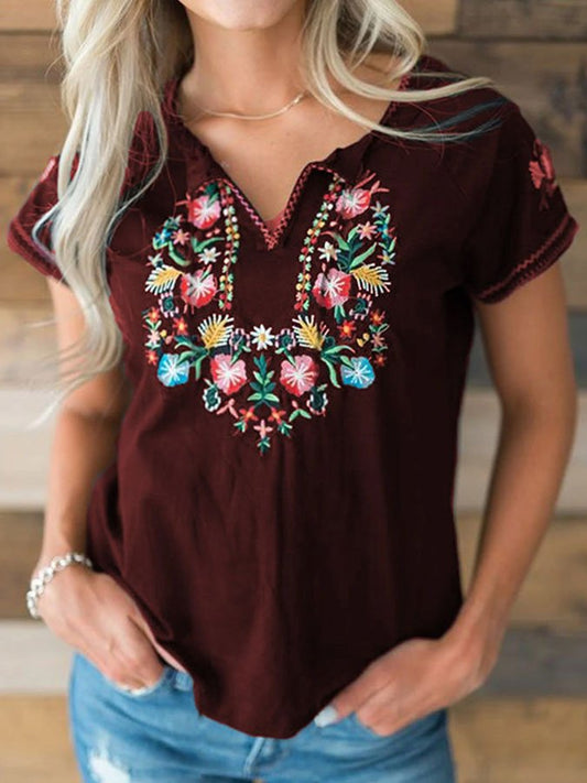 Vintage Embroidered Short Sleeve T-Shirt