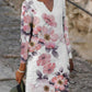 V-Neck Floral Print Casual Long Sleeve Dress