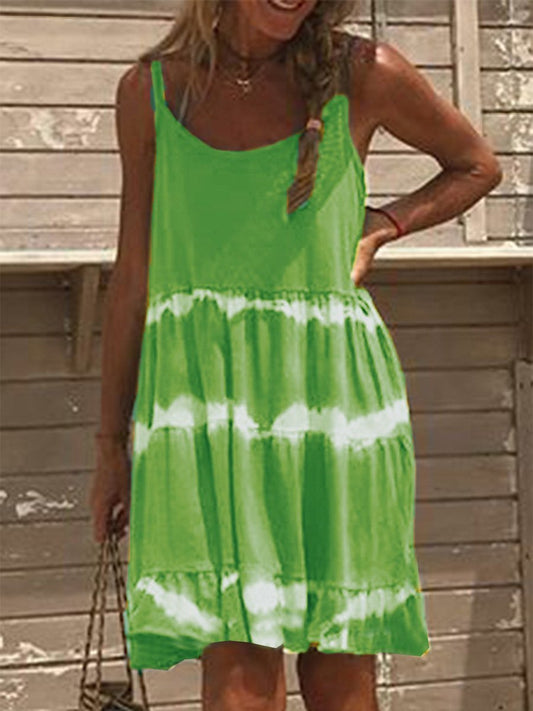 Tie-dye Sling Solid Color Dress