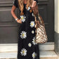 V-Neck Daisy Print Casual Dresses